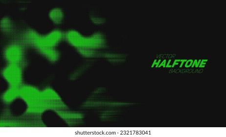 Abstract vector torn green halftone background. Scrathed dotted texture element.