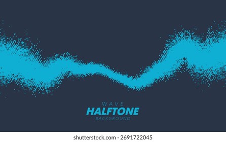 Vetor abstrato rasgado onda de fluido de meio-tom. Textura dinâmica ondulada pontilhada de pop art.