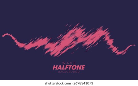 Abstract vector torn halftone fluid wave. Scratched dotted pop art wavy dynamic texture.