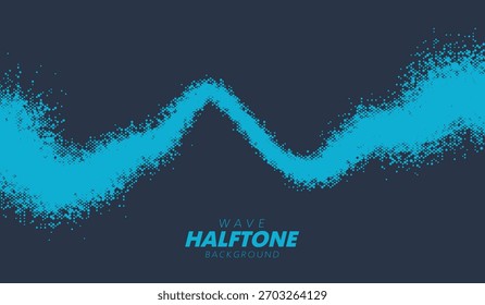 Vetor abstrato rasgado onda de fluido de meio-tom. Textura dinâmica ondulada pontilhada de pop art.