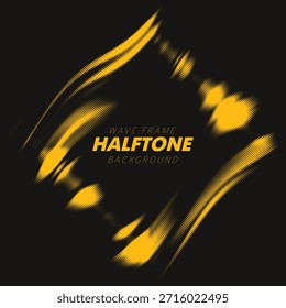 Marco de rombo ondulado fluido de semitono desgarrado de Vector Abstractas. Marco dinámico de arte pop punteado rayado.