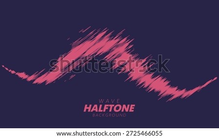 Abstract vector torn halftone fluid wave. Scratched dotted pop art wavy dynamic texture.