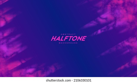 Abstract vector torn monochrome halftone background. Scrathed dotted texture element. Diagonal composition