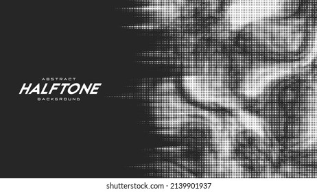 Abstract vector torn monochrome halftone background. Scrathed dotted texture element.