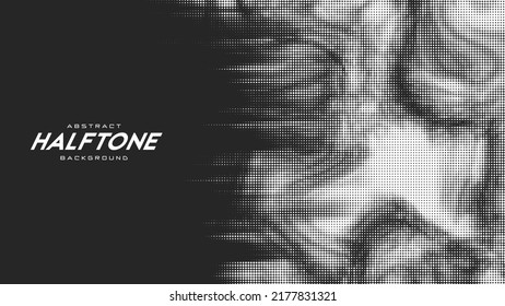 Abstract vector torn monochrome halftone background. Scrathed dotted texture element.