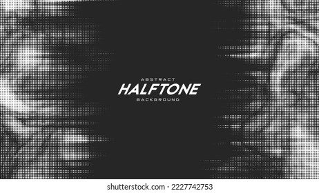 Abstract vector torn monochrome halftone background. Scratched dotted texture element.