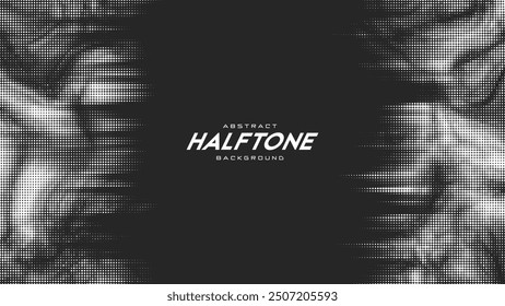 Abstract vector torn monochrome halftone background. Scrathed dotted texture element.