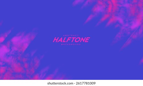 Abstract vector torn monochrome halftone background. Scrathed dotted texture element. Diagonal composition