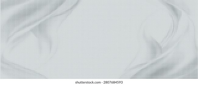 Abstract vector torn monochrome halftone background. Scrathed dotted texture element.