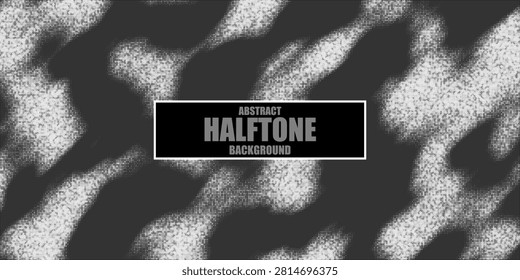 Abstract vector torn monochrome halftone background. Scrathed dotted texture element. 
