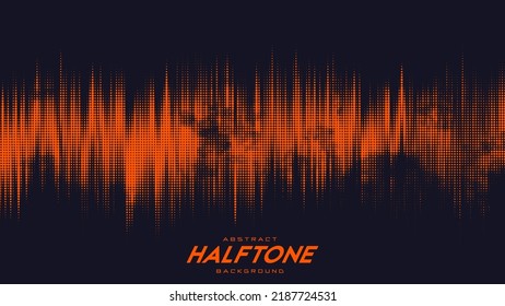 Abstract vector torn orange halftone sound wave. Scrathed dotted texture element.