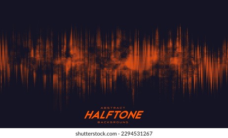 Abstract vector torn orange halftone sound wave. Scrathed dotted texture element.