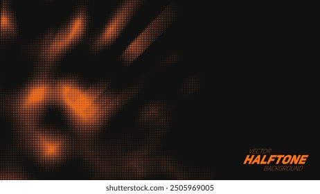 Abstract vector torn orange halftone background. Scrathed dotted texture element.