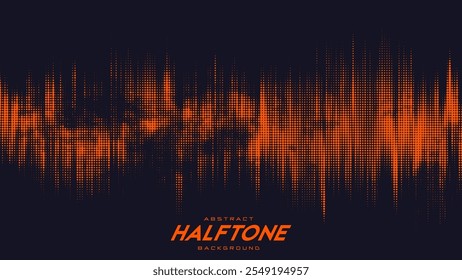 Abstract vector torn orange halftone sound wave. Scrathed dotted texture element.