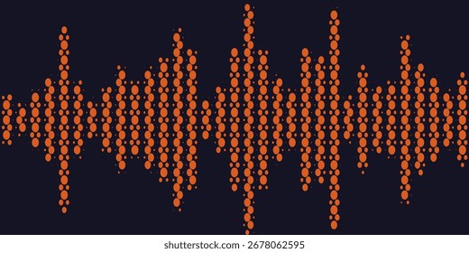Abstract vector torn orange halftone sound wave