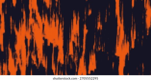 Onda de sonido de semitono naranja desgarrado de Vector Abstractas. Elemento de textura punteada rayada. Ilustración vectorial	