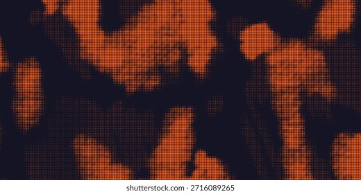 Abstract vector torn orange halftone sound wave. Scrathed dotted texture element. Vector illustration