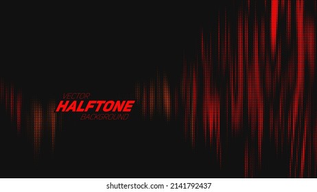 Abstract Vector Torn Red Halftone Sound Wave. Scrathed Dotted Texture Element.