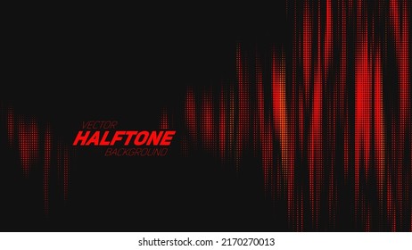 Abstract vector torn red halftone sound wave. Scrathed dotted texture element.