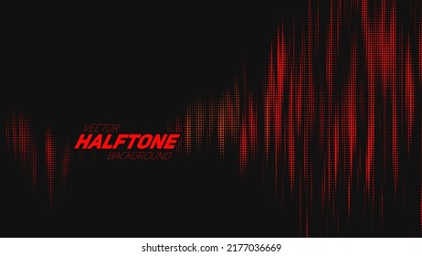 Abstract vector torn red halftone sound wave. Scrathed dotted texture element.