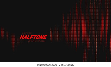 Abstract vector torn red halftone sound wave. Scrathed dotted texture element.
