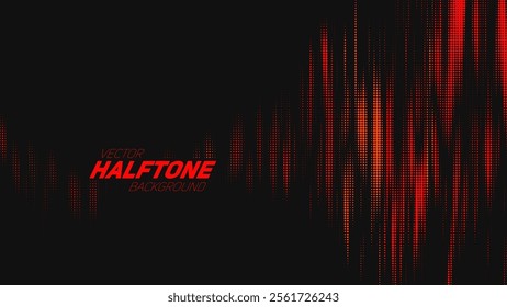 Abstract vector torn red halftone sound wave. Scrathed dotted texture element.