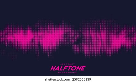 Abstract vector torn red halftone sound wave. Scrathed dotted texture element.