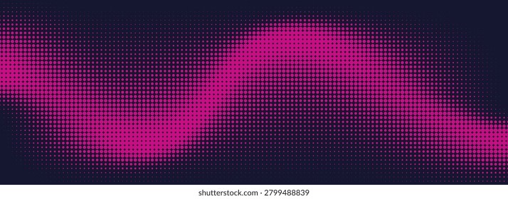 Abstract vector torn red halftone sound wave. Scrathed dotted texture element.