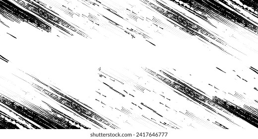 Abstract vector tornado monochrome halftone background. Scratched dots texture element.vector illustration