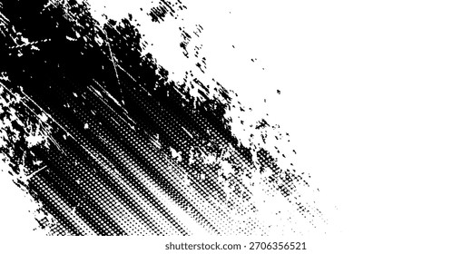 Fondo de semitono monocromo tornado de Vector Abstractas. Elemento de textura de puntos rayados. Ilustración vectorial