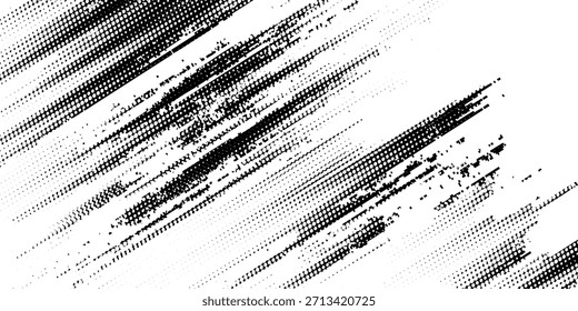 Fondo de semitono monocromo tornado de Vector Abstractas. Elemento de textura de puntos rayados. Ilustración vectorial