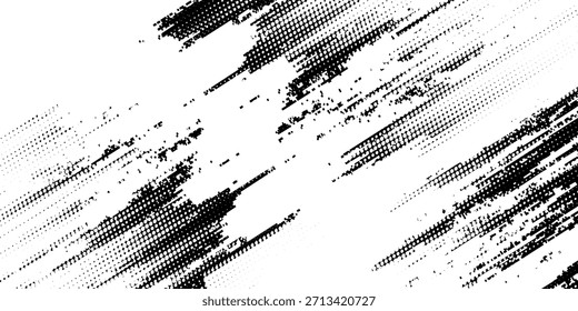 Fondo de semitono monocromo tornado de Vector Abstractas. Elemento de textura de puntos rayados. Ilustración vectorial