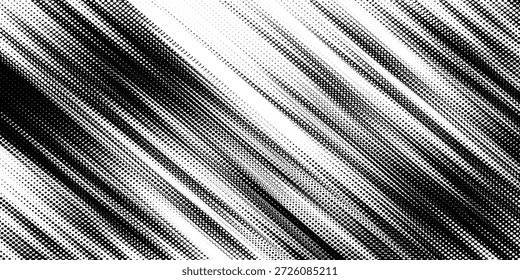 Fondo de semitono monocromo tornado de Vector Abstractas. Elemento de textura de puntos rayados. Ilustración vectorial