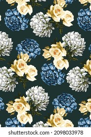 vector abstracto Tosca y grandes flores amarillas por todo el diseño ilustración imagen digital para tejidos de impresión textil se puede usar para papel o papel de pared