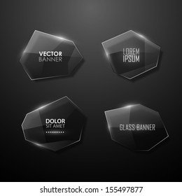 Abstract vector transparent glass banners