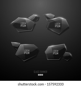 Abstract vector transparent glass banners