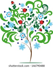 abstract vector tree with different elements