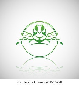 Abstract vector tree emblem. Eco lifestyle concept illustration.
