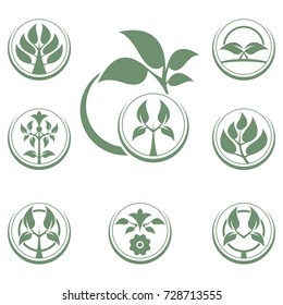 Abstract vector tree emblem. Eco lifestyle concept template.