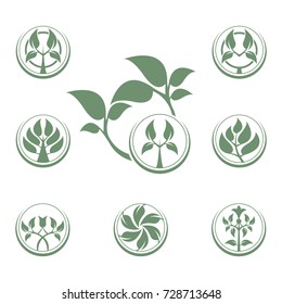 Abstract vector tree emblem. Eco lifestyle concept template.
