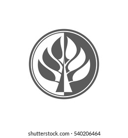 Abstract vector tree icon. Tree label.