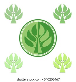 Abstract vector tree icon. Tree label.