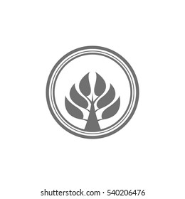 Abstract vector tree icon. Tree label.