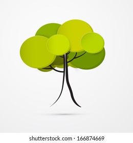 Abstract Vector Tree Isolated on White Background