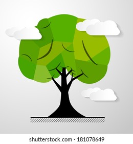 Abstract Vector Tree Isolated on White Background