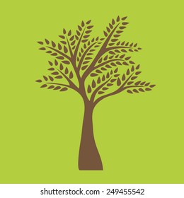 Abstract vector tree on green background