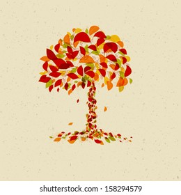 Abstract Vector Tree on Recycled Paper Background 