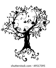 abstract vector tree silhouette