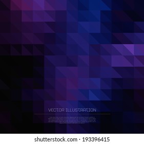 Abstract vector trendy dark purple triangular pattern. Modern polygonal background. Colorful mosaic.