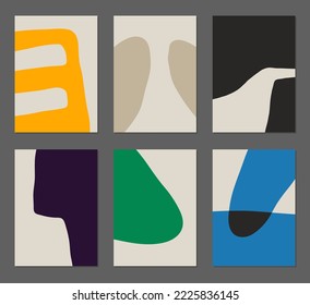 Abstract vector trendy design posters set. Compositions of hand drawn shapes. Abstract design for poster, card or cover.
